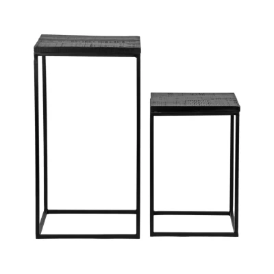 Afbeelding van Vintage plantentafel set 35x35x65cm zwart