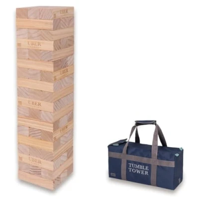 Afbeelding van Ubergames Gigantische beweegbare toren tot 90 cm XXL Jumbo Hi Tower in tas 0,9 m (max. het spel. Torenspel van massief grenenhout extra luxe blokken en (tot cm)