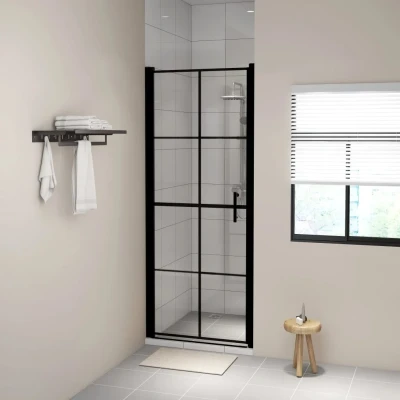 Afbeelding van Douchedeur 91x195 cm gehard glas zwart