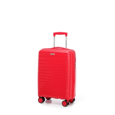 Afbeelding van WITTCHEN Fuerta Line Koffer van polypropyleen met glanzende riemen, 4 dubbele zwenkwielen aluminium, telescopische handgreep, TSA slot, Rood, Handbagage