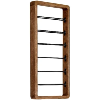 Afbeelding van Light&amp;living Wijnrek 6 flessen 40x6x80 cm SORRENTO hout bruin+mat zwart