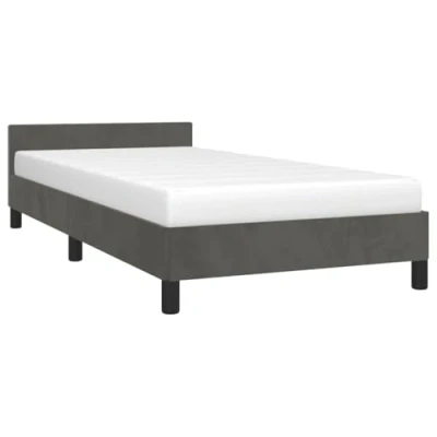 Afbeelding van vidaXL Bedframe met hoofdeinde, donkergrijs, 90 x 200 cm, fluweel