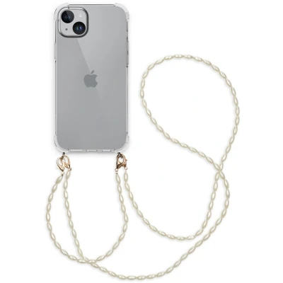 Afbeelding van iMoshion Hoesje met koord Geschikt voor iPhone 15 Plus Backcover + armband Parels transparant