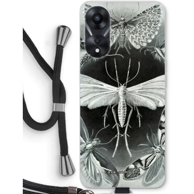 Afbeelding van Case Company® hoesje met Koord geschikt voor Oppo A78 5G Haeckel Tineida Telefoonhoesje Zwart Bescherming aan alle Kanten en Over de Schermrand