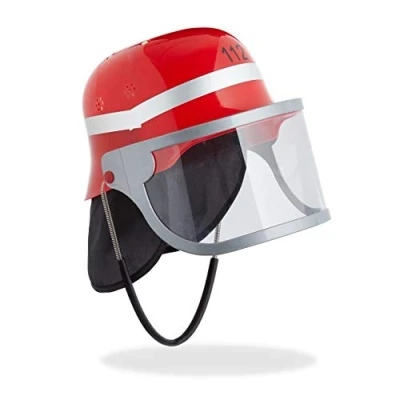 Afbeelding van Relaxdays brandweerhelm kind brandweermannenhelm helm brandweer kinderen rood