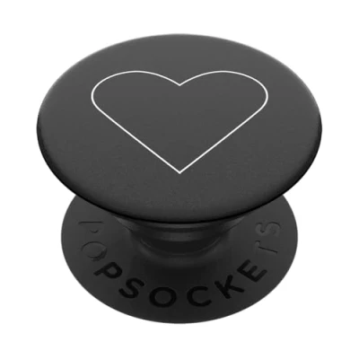 Afbeelding van PopSockets PopGrip houder en handgreep voor smartphone tablet met verwisselbare top White Heart Black