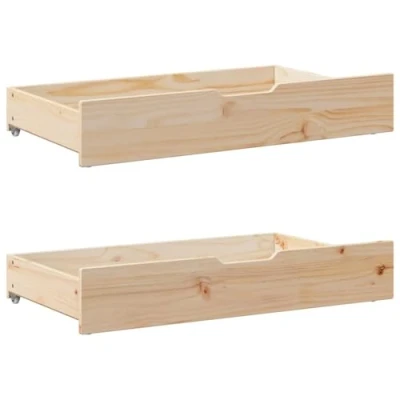 Afbeelding van vidaXL Bedlades 2 st met wieltjes 90x55x16 cm massief grenenhout