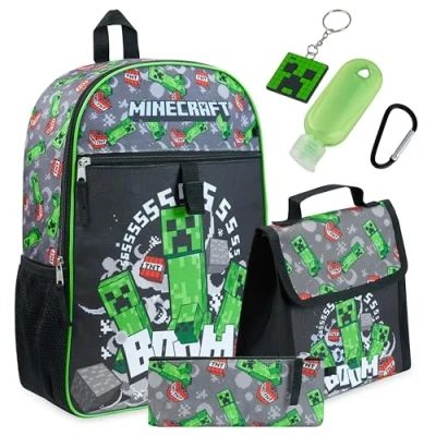 Afbeelding van Minecraft schoolrugzak set voor jongens, kinderrugzak jongens pennenetui lunch tas set, multicolor, One Size