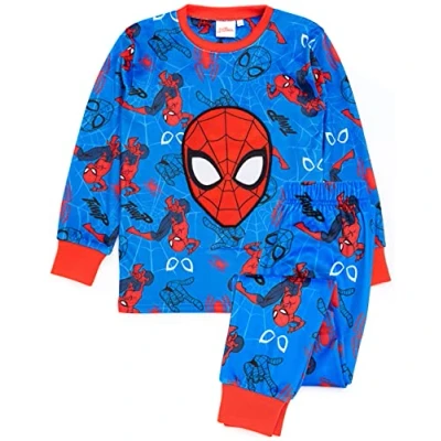 Afbeelding van Marvel Spider Man Pajamas jongens kinderen super zacht fleece T shirt Pjs, Blauw