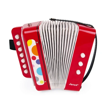 Afbeelding van Janod Confetti Accordeon Voor Kleine Muzikanten! Met 10 Toetsen: 7 Toetsen Muzieknoten, 2 Toonwisselingen En 1 Toets Het Blazen Van Lucht Geschikt Vanaf 3 Jaar