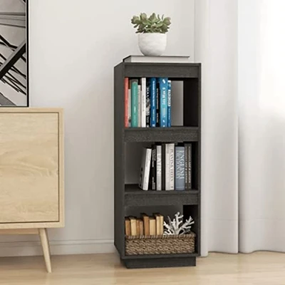 Afbeelding van Boekenkast/kamerscherm 40x35x103 cm massief grenenhout grijs