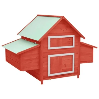 Afbeelding van Kippenhok 152X96X110 Cm Massief Vurenhout Rood en wit