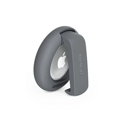 Afbeelding van Belkin beschermring met klem voor Apple AirTag (sleutelhanger, krasbestendig, donkergrijs)