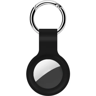 Afbeelding van iMoshion geschikt voor Airtag sleutelhanger Zwart hoesje Liquid Silicone Keychain Case