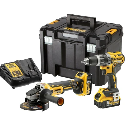 Image de DEWALT DCK2080P2T QW 18V XR Brushless cordless machine set 2 piece DCG405 + DCD796 in TSTAK (2x 5.0Ah battery charger)