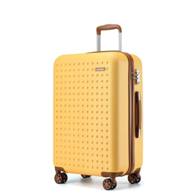 Afbeelding van Kono Handbagagekoffer van ABS, harde koffer, 4 wielen, reiskoffer met slot TSA 2486, Geel., Koffer