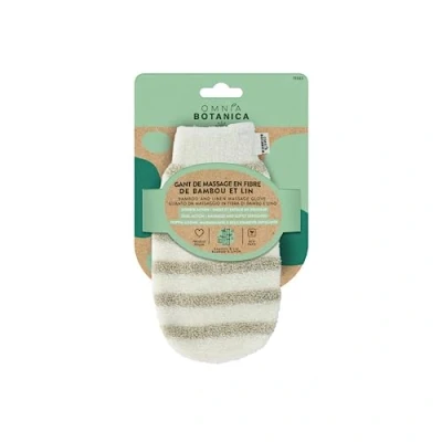 Afbeelding van OMNIA BOTANICA Badhandschoen van 2 materialen Linnen en bamboe Zachte lichaamsmassage scrub Massagehandschoen Geschikt voor alle huidtypes