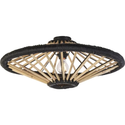 Afbeelding van QAZQA Oosterse plafondlamp bamboe met zwart 60 cm Evalin