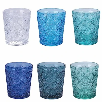 Afbeelding van Villa d&#039;Este Home Tivoli Set van 6 waterglazen 325 ml in reliëf, Marrakesh Ocean