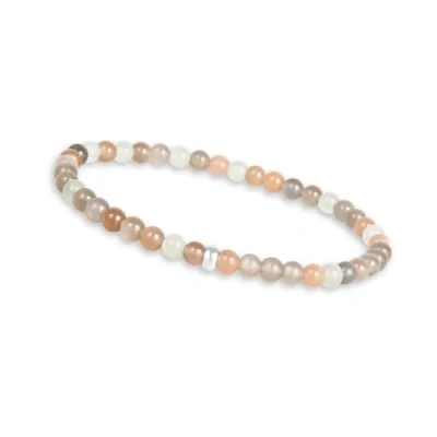Afbeelding van parelarmband voor dames met echte natuurstenen en parel van 925 zilver, edelsteenarmband, kralen, 4 mm, Steen, Maansteen