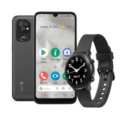 Afbeelding van Doro 8100 4G Eenvoudige Senioren Smartphone + Smartwatch (Zwart) Cadeau Bundel