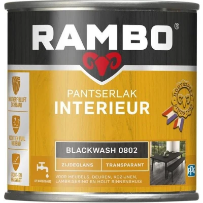 Afbeelding van Rambo Interieur Lak Transparant Zijdeglans Blackwash 0802 0,75 liter