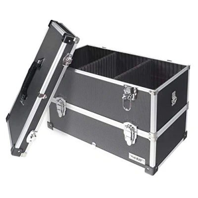Afbeelding van HMF 14660 02 aluminium gereedschapskoffer, leeg, 2 etages, 44 x 32,5 24 cm, zwart