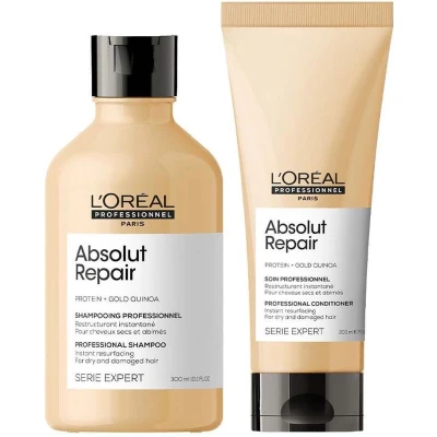 Afbeelding van L&#039;Oréal Serie Expert Absolut Repair Gold Shampoo 300ml + Conditioner 200ml bundel/set/pakket Haibu by Kapperskorting.com