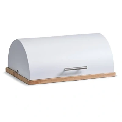 Afbeelding van Zeller Luxe Houten Broodtrommel Witte Klep 39 cm
