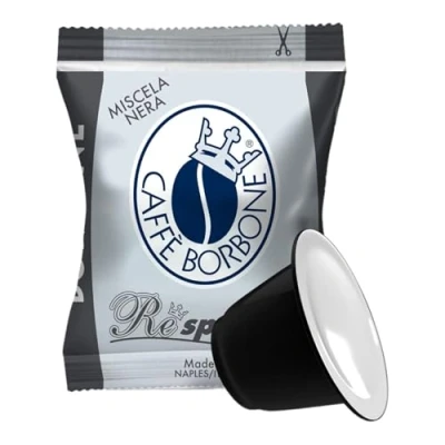 Afbeelding van 100 caps. Caffe Borbone NERA Nespresso compatibel koffiecups REspresso Sterke en romige espressomelange