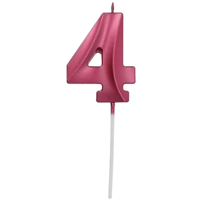 Afbeelding van Folat Kaars cijfer 4 glamour roze metallic 7 cm
