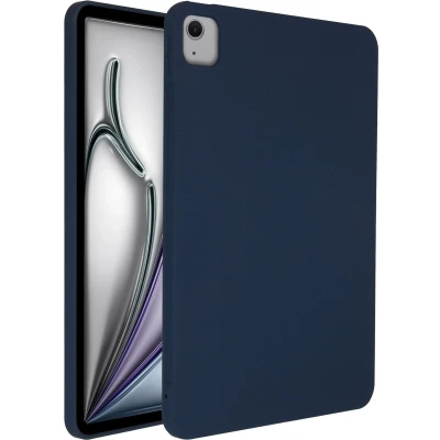 Afbeelding van Accezz Tablet Hoes Geschikt voor iPad Air 13 inch (2024) M2 Liquid Silicone Backcover met penhouder Donkerblauw
