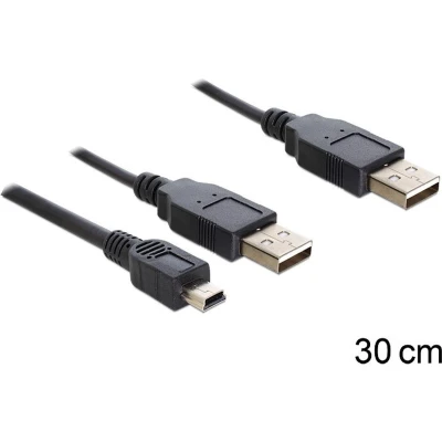 Afbeelding van Delock Kabel 2 x USB 2.0 A Stecker mini 5 pol
