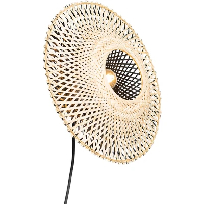 Afbeelding van QAZQA Oosterse wandlamp bamboe 35 cm met stekker Rina