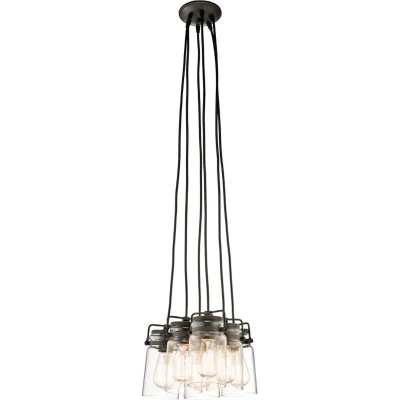 Afbeelding van Kichler LED Pendelarmatuur Brinley 6X E27 Max 60W Dimbaar Olde Bronze