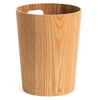 Afbeelding van Kazai. Börje Prullenmand van echt hout, voor kantoor, kinderkamer, slaapkamer en meer, 9 liter, askleuren