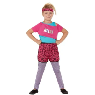 Afbeelding van Smiffy&#039;s Jaren 80 &amp; 90 Kostuum 80s Roze Relax Fitness Workout Meisje Roze, Zilver Small Carnavalskleding Verkleedkleding