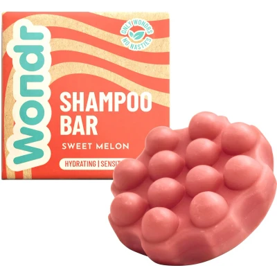 Afbeelding van WONDR Shampoo bar Sweet Melon Gevoelige hoofdhuid Hydraterend Sulfaatvrij Alle haartypes 55g