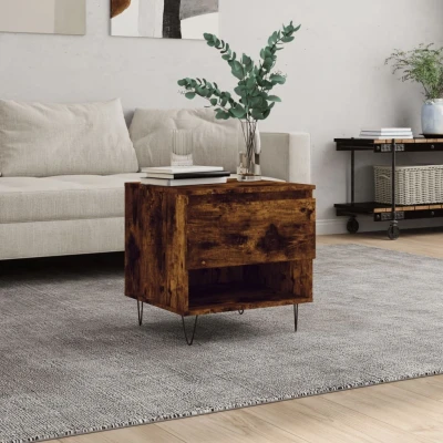 Afbeelding van Salontafel 50x46x50 cm bewerkt hout gerookt eikenkleurig
