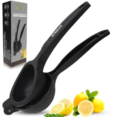 Afbeelding van HI NATURE™ Robuuste Kwaliteit Citroenpers Limoenpers Handmatige Lemon squeezer Citrusknijper Fruitpers Sinaasappelpers Zwart