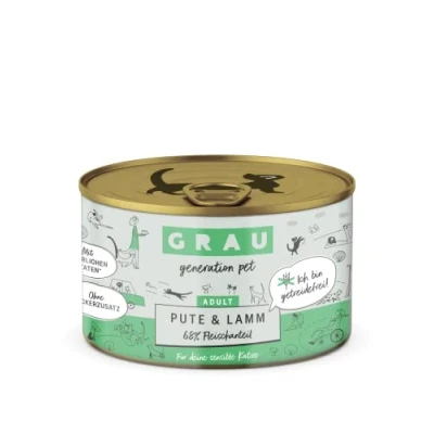Afbeelding van Grijs, het origineel, natvoer voor katten, kalkoen en lam, 6 stuks (6 x 200 g), graanvrij, volwassen katten