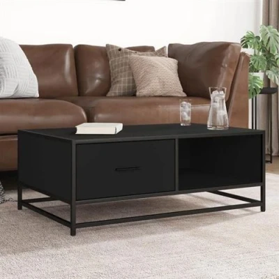 Image de vidaXL Table basse noir 90x57x35 cm bois d&#039;ingénierie et métal848754