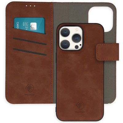 Afbeelding van iMoshion Hoesje Geschikt voor iPhone 15 Pro Max Met Pasjeshouder Uitneembare 2 in 1 Luxe Bookcase Bruin