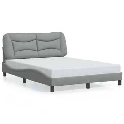 Image de vidaXL Cadre de lit avec lumières LED gris clair 140x190 cm tissu