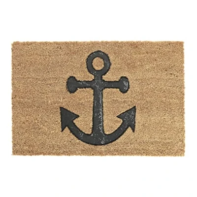 Afbeelding van Relaxdays deurmat kokos schoonloopmat anker antislip kokosmat voordeurmat 60x40 cm