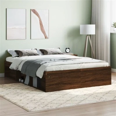 Afbeelding van vidaXL Bedframe bruin eikenkleur 135x190 cm Double