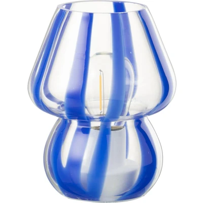 Afbeelding van J Line Tafellamp Strepen Glas TransparantBlauw Small