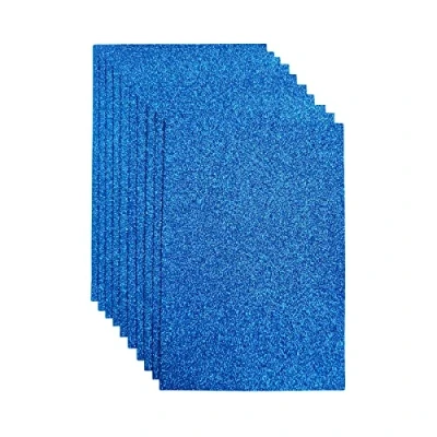 Afbeelding van Glitterstof, robuuste paillettenbladeren voor feestprojecten, 20 x 30 cm, 10 stuks glittervilt handwerk, vierkanten van paillettenvilt festivals (blauw)