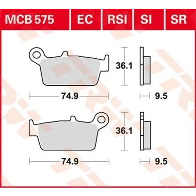 Afbeelding van Remblokkenset, schijfrem TRW MCB575RSI