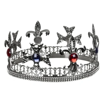 Afbeelding van Boland Metalen kroon Royal king zilver 59 Volwassenen Unisex Prinsen en Prinsessen Middeleeuwen
